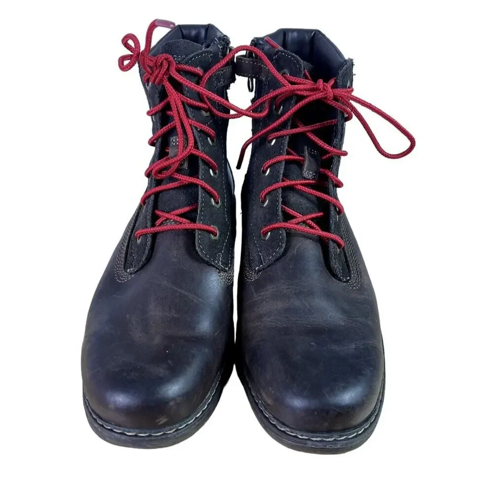 Timberland Boots Junior Boys 6 Classic Inch 8296R Brown Leather Zip Up Winter